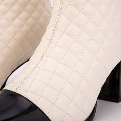 The Celeste Cream Black Quilted Leather Women’s Boot