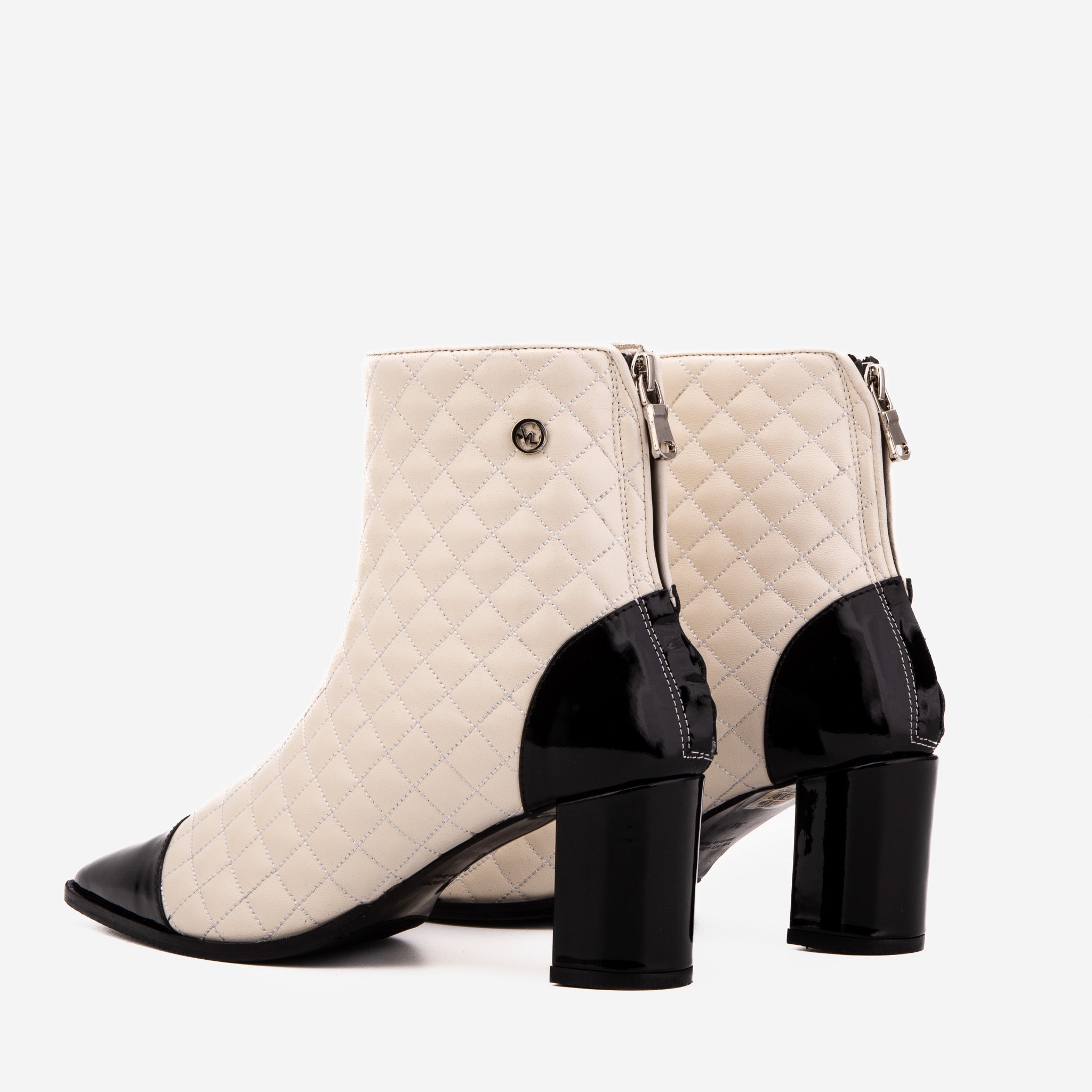 The Celeste Cream Black Quilted Leather Women’s Boot