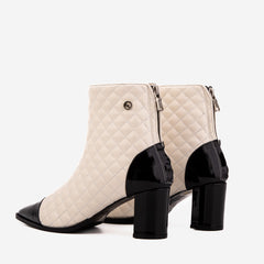 The Celeste Cream Black Quilted Leather Women’s Boot