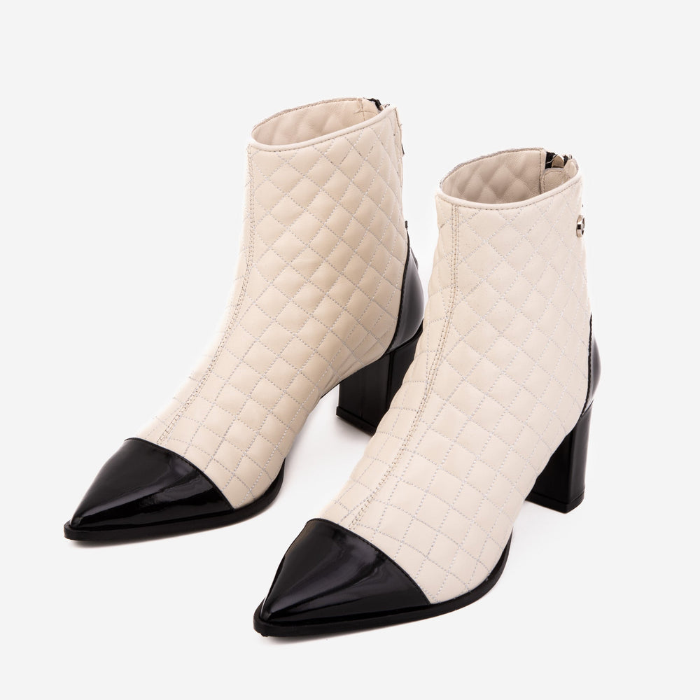 The Celeste Cream Black Quilted Leather Women’s Boot