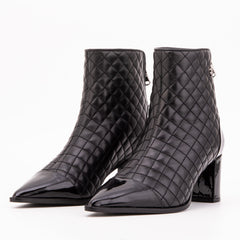 The Celeste Black Tip Quilted Leather Women’s Boot
