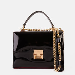The Ege Black Patent Leather Handbag