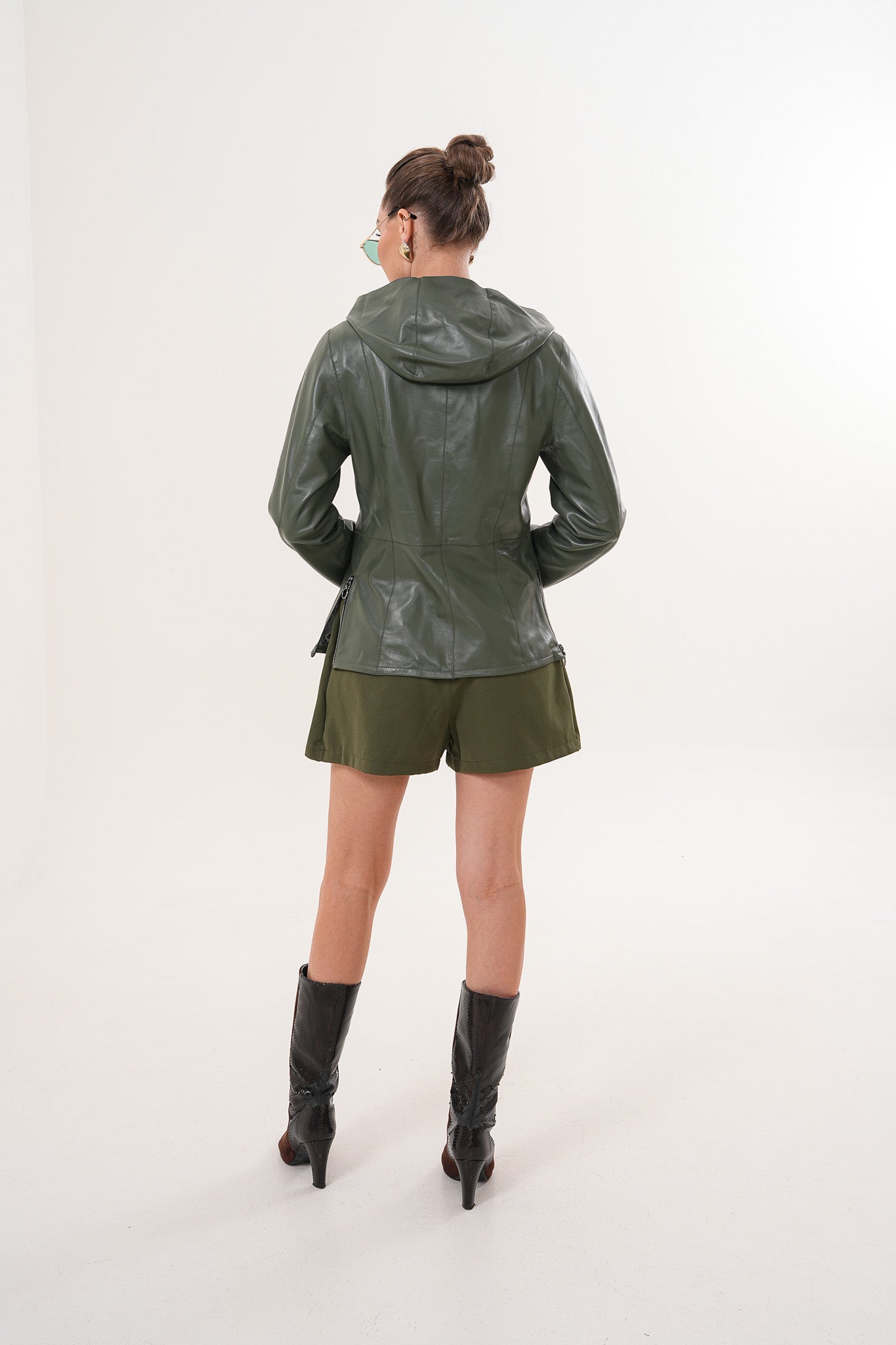 The Avelyn Reversible Olive Green Leather Jacket