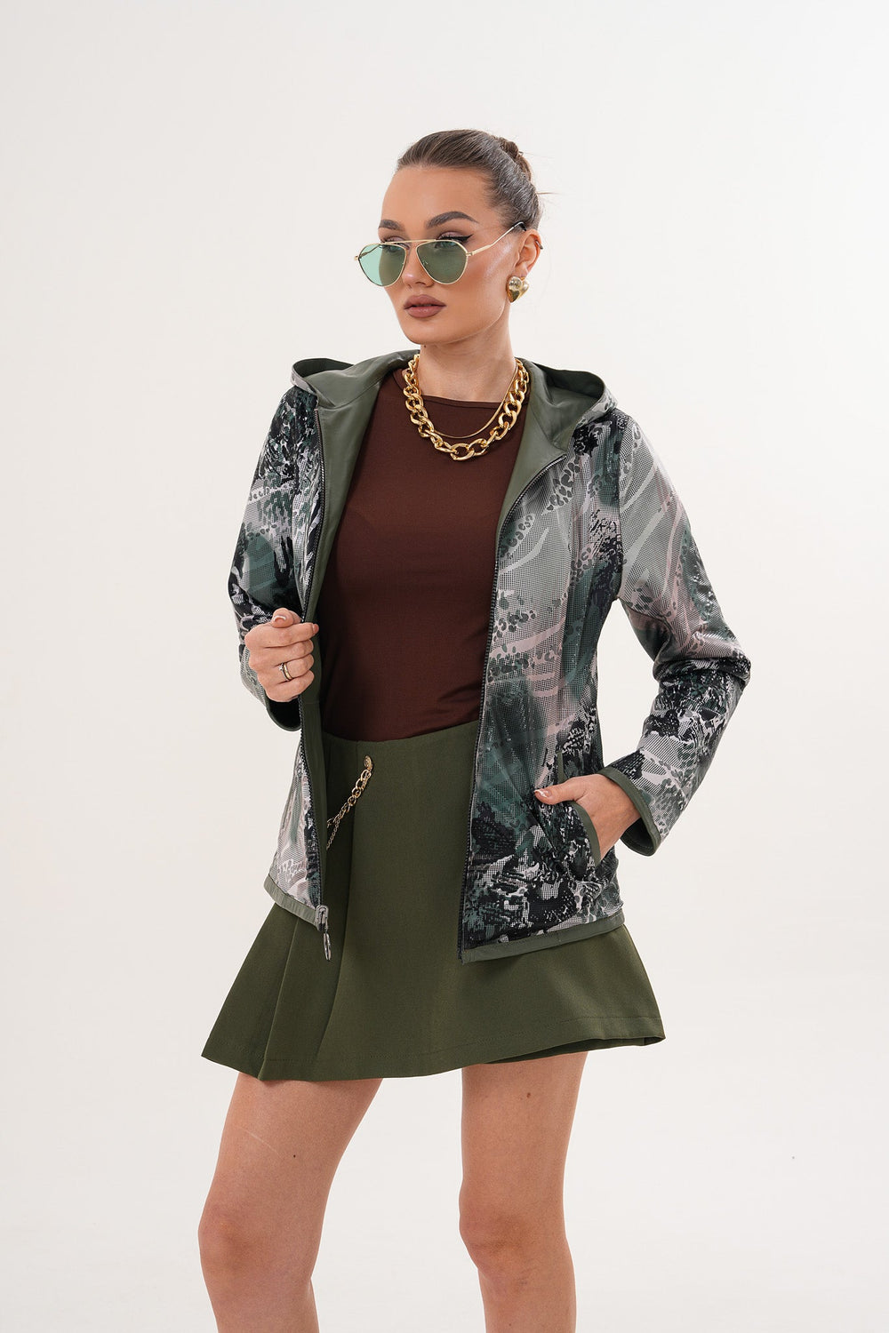 The Avelyn Reversible Olive Green Leather Jacket
