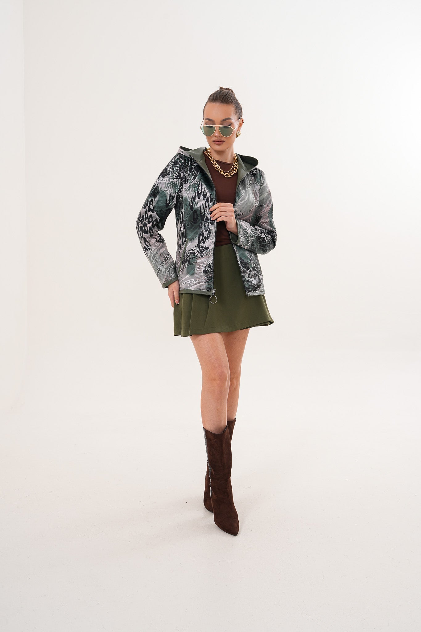 The Avelyn Reversible Olive Green Leather Jacket