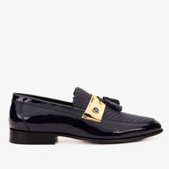 The Imperial Navy Blue Gold Leather Dress Shoe