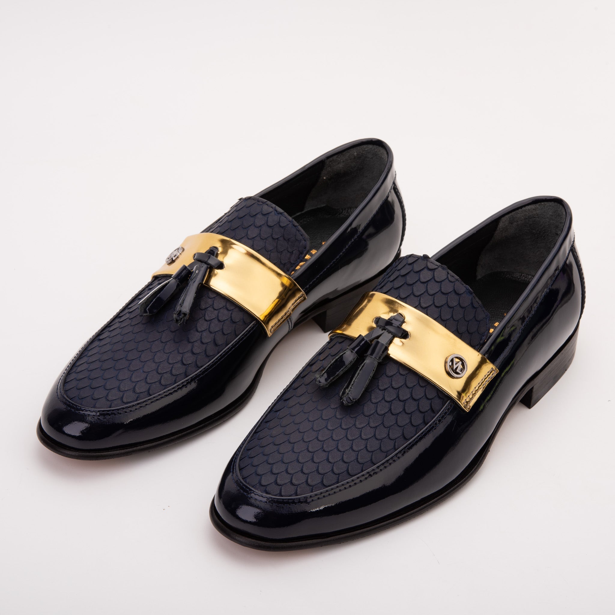 The Imperial Navy Blue Gold Leather Dress Shoe