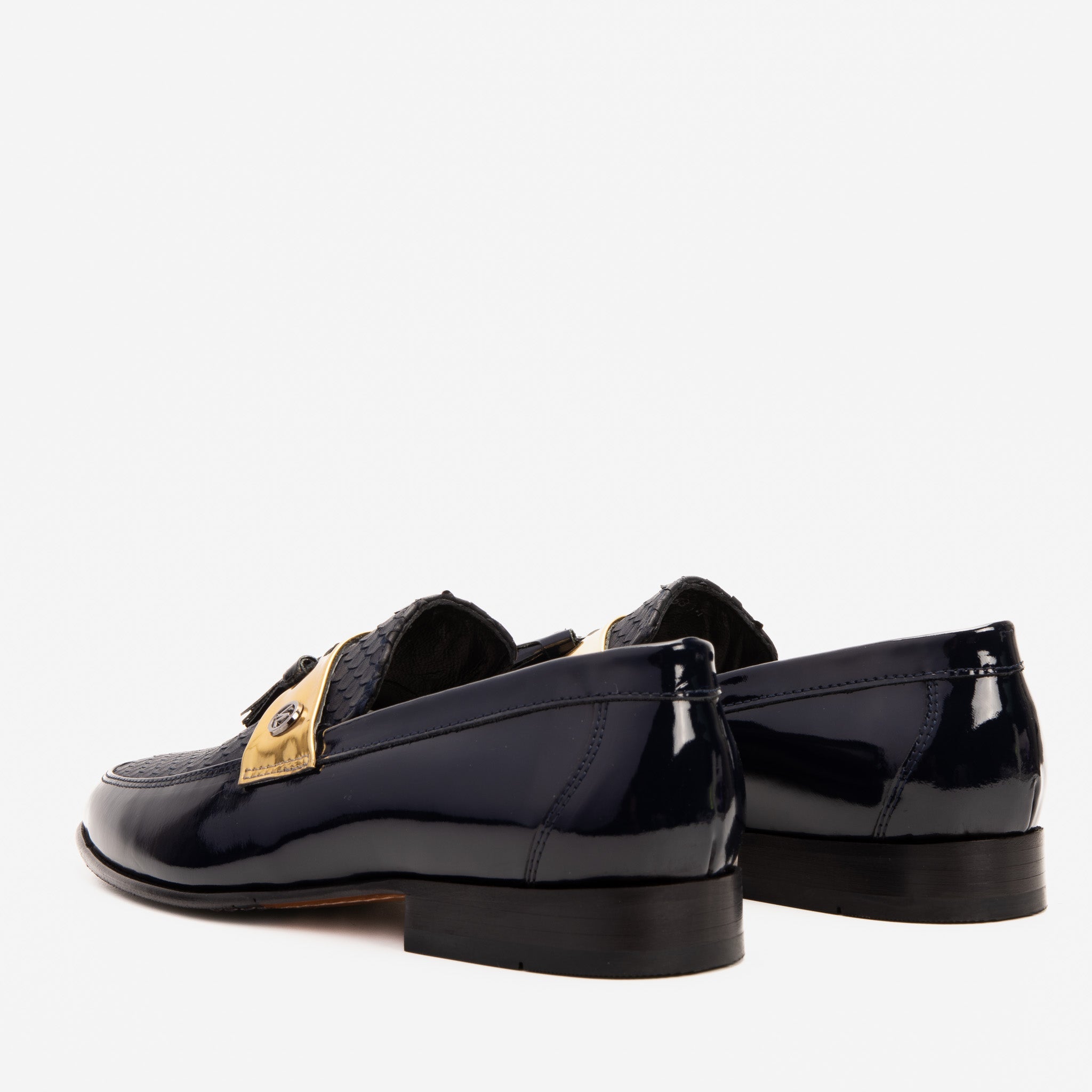 The Imperial Navy Blue Gold Leather Dress Shoe