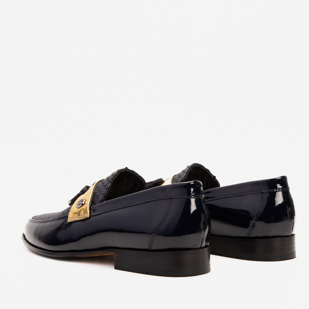 The Imperial Navy Blue Gold Leather Dress Shoe