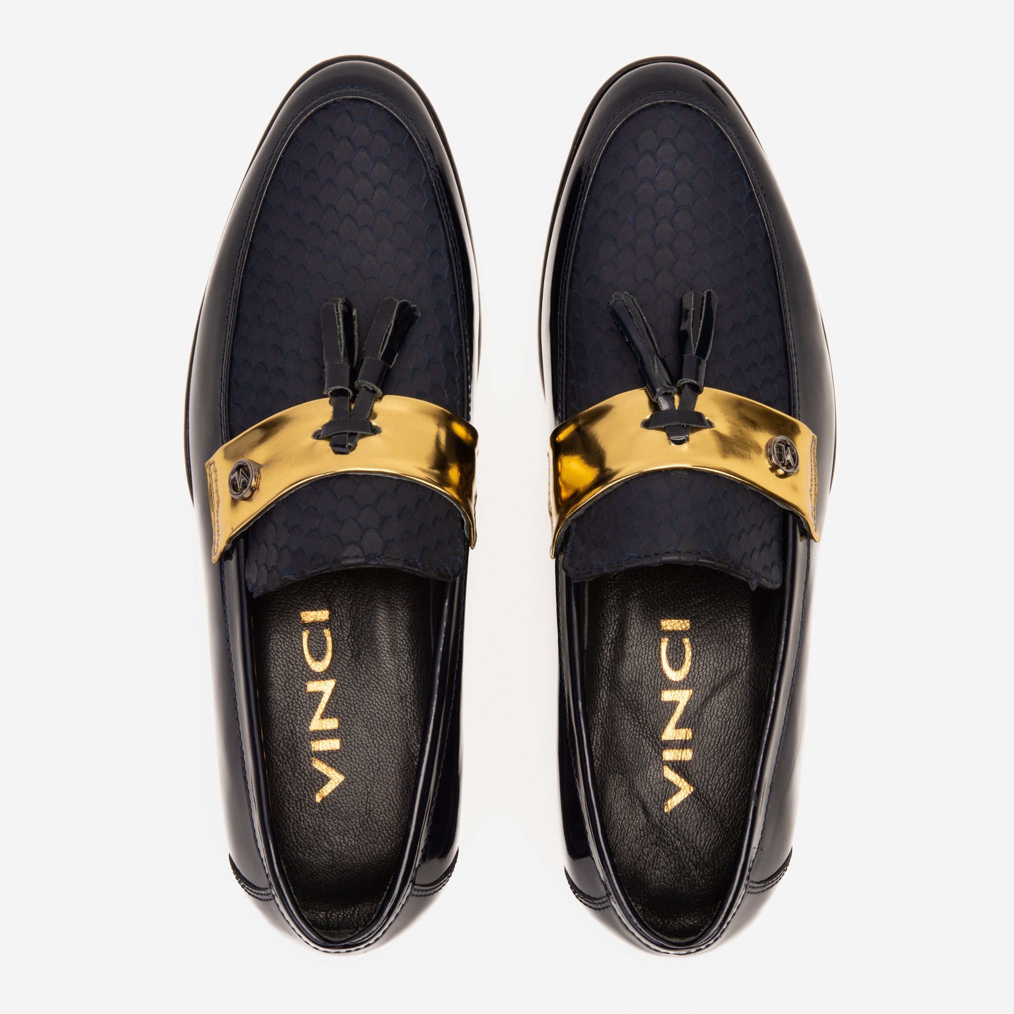 The Imperial Navy Blue Gold Leather Dress Shoe