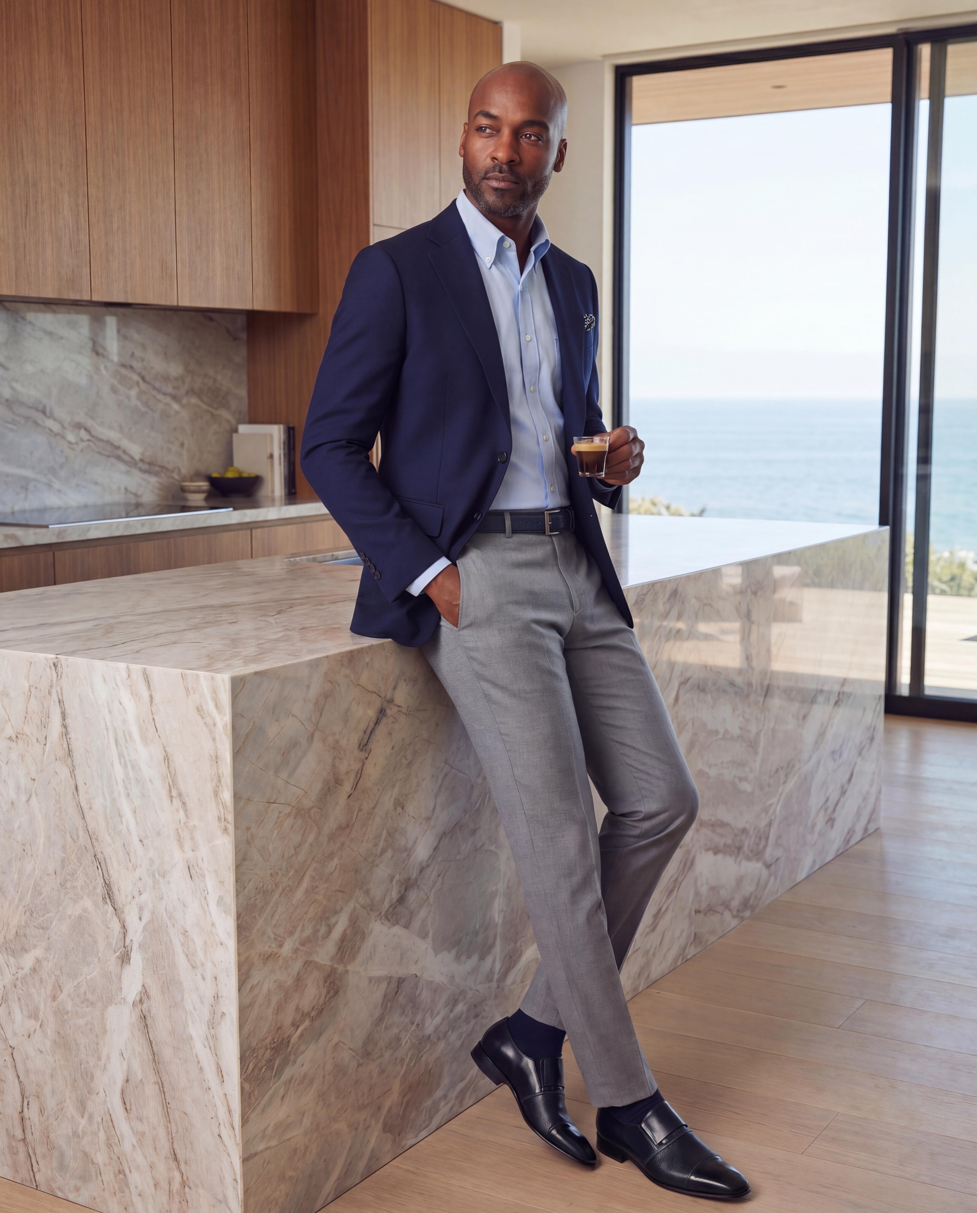 The Everest Navy Leather Cap Toe Dress Loafer Shoe