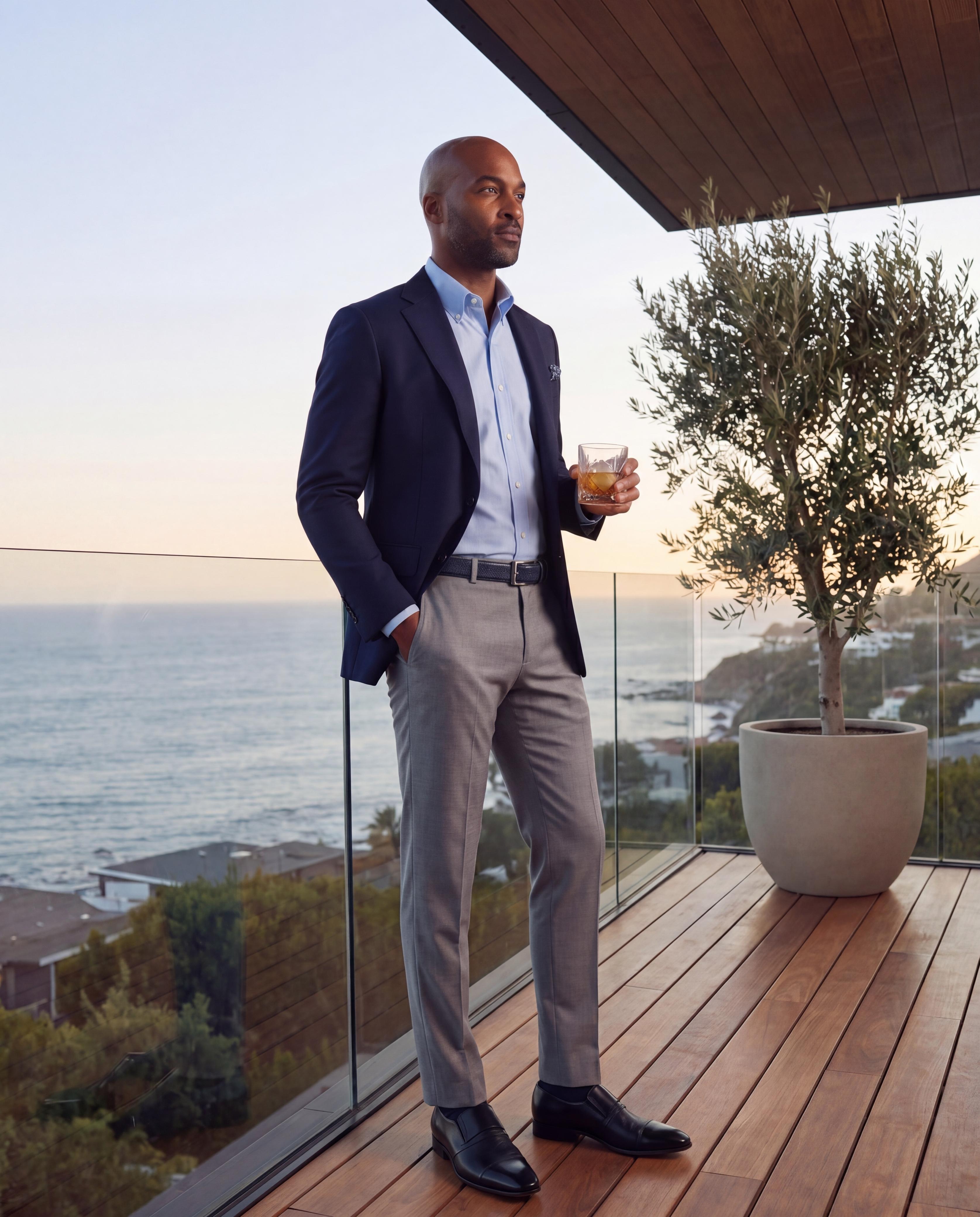 The Everest Navy Leather Cap Toe Dress Loafer Shoe