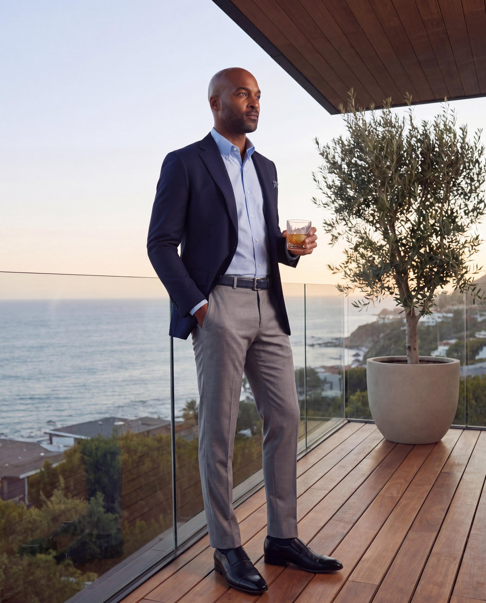 The Everest Navy Leather Cap Toe Dress Loafer Shoe