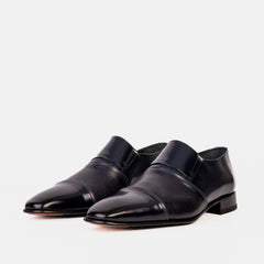 The Everest Navy Leather Cap Toe Dress Loafer Shoe