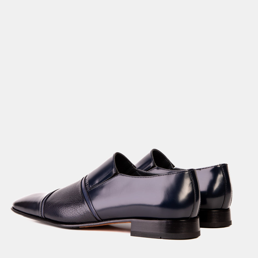 The Everest Navy Leather Cap Toe Dress Loafer Shoe