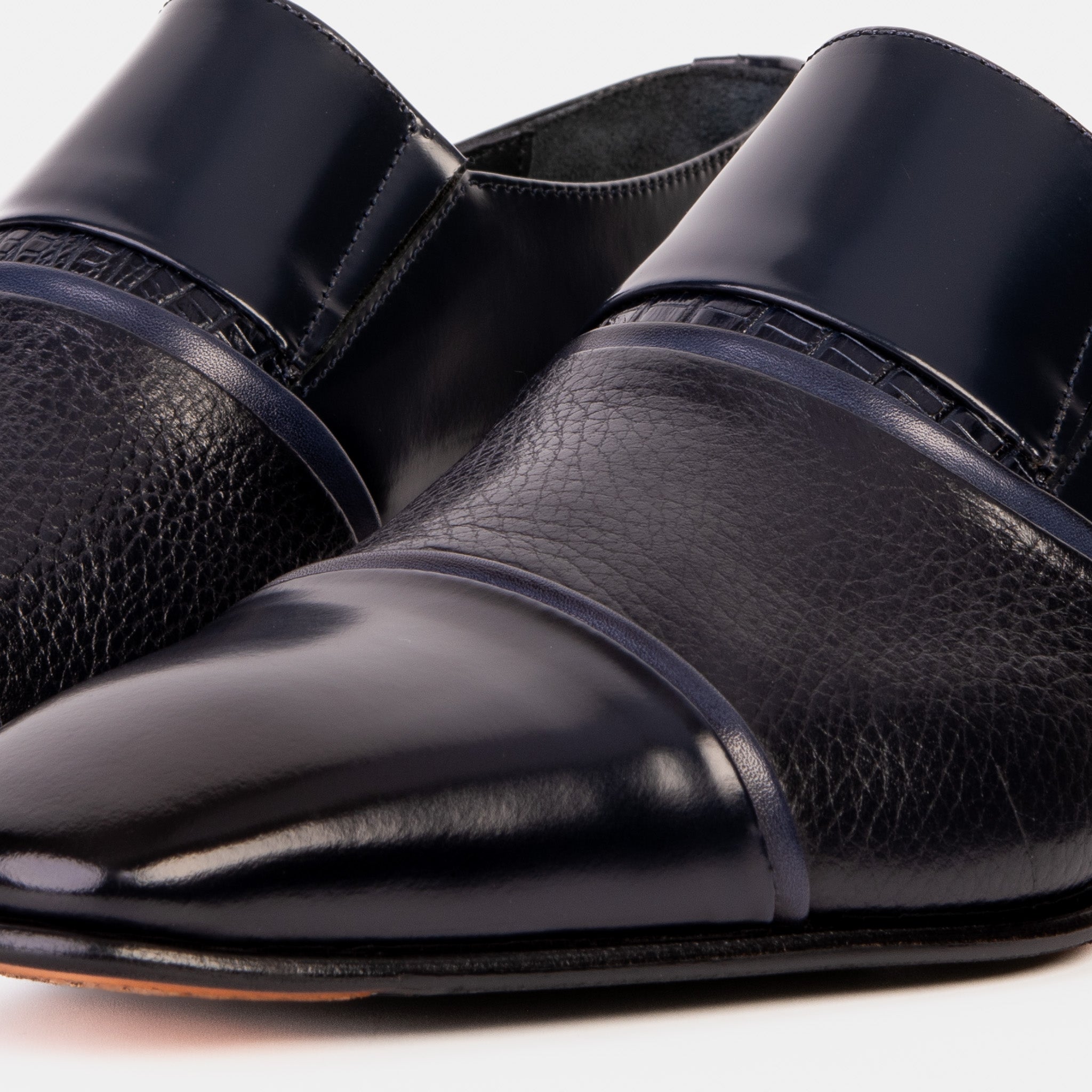 The Everest Navy Leather Cap Toe Dress Loafer Shoe