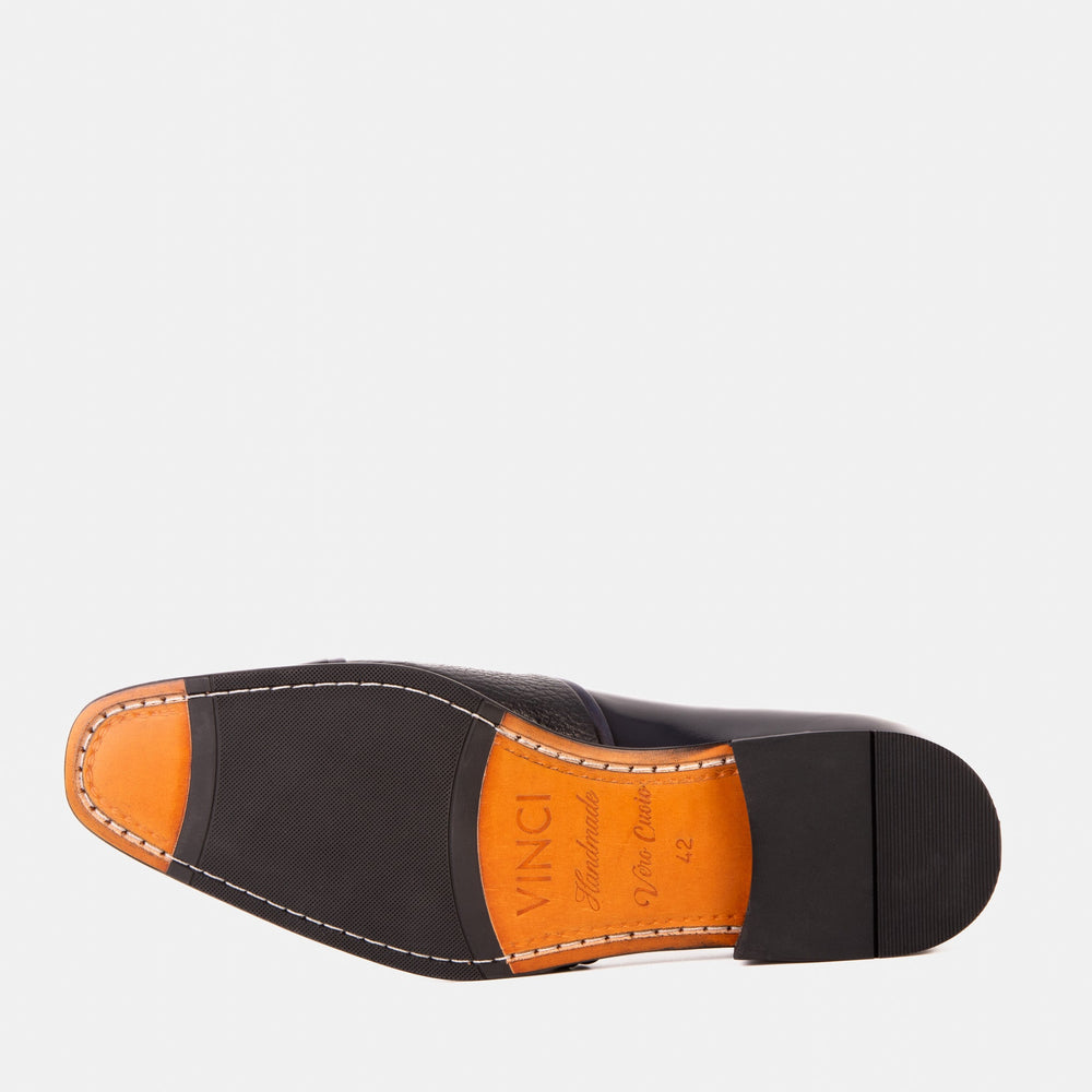 The Everest Navy Leather Cap Toe Dress Loafer Shoe
