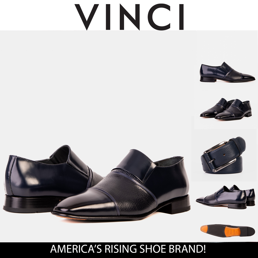 The Everest Navy Leather Cap Toe Dress Loafer Shoe