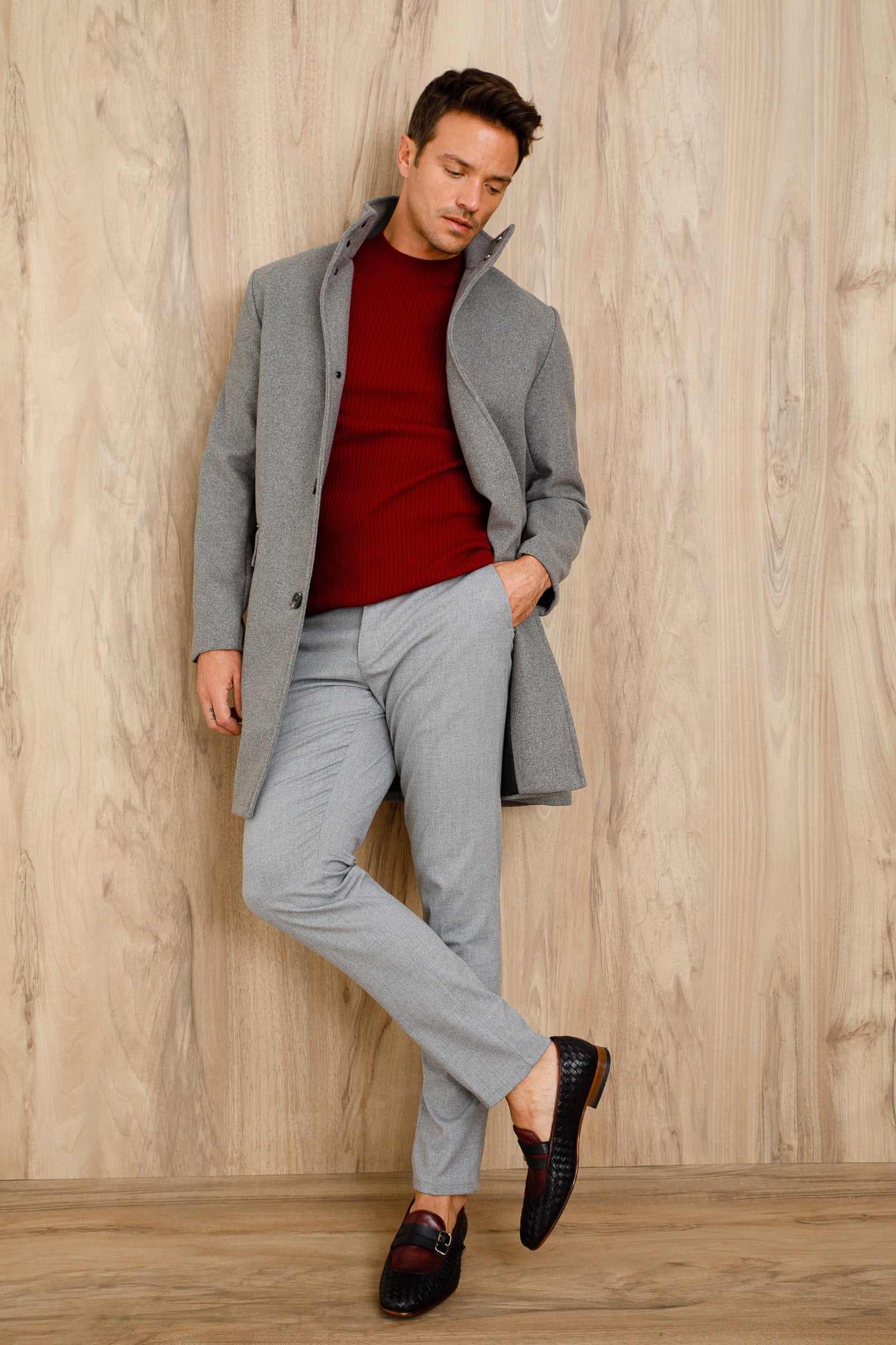 The Vatra Black Burgundy Woven Double Monk Strap Shoe