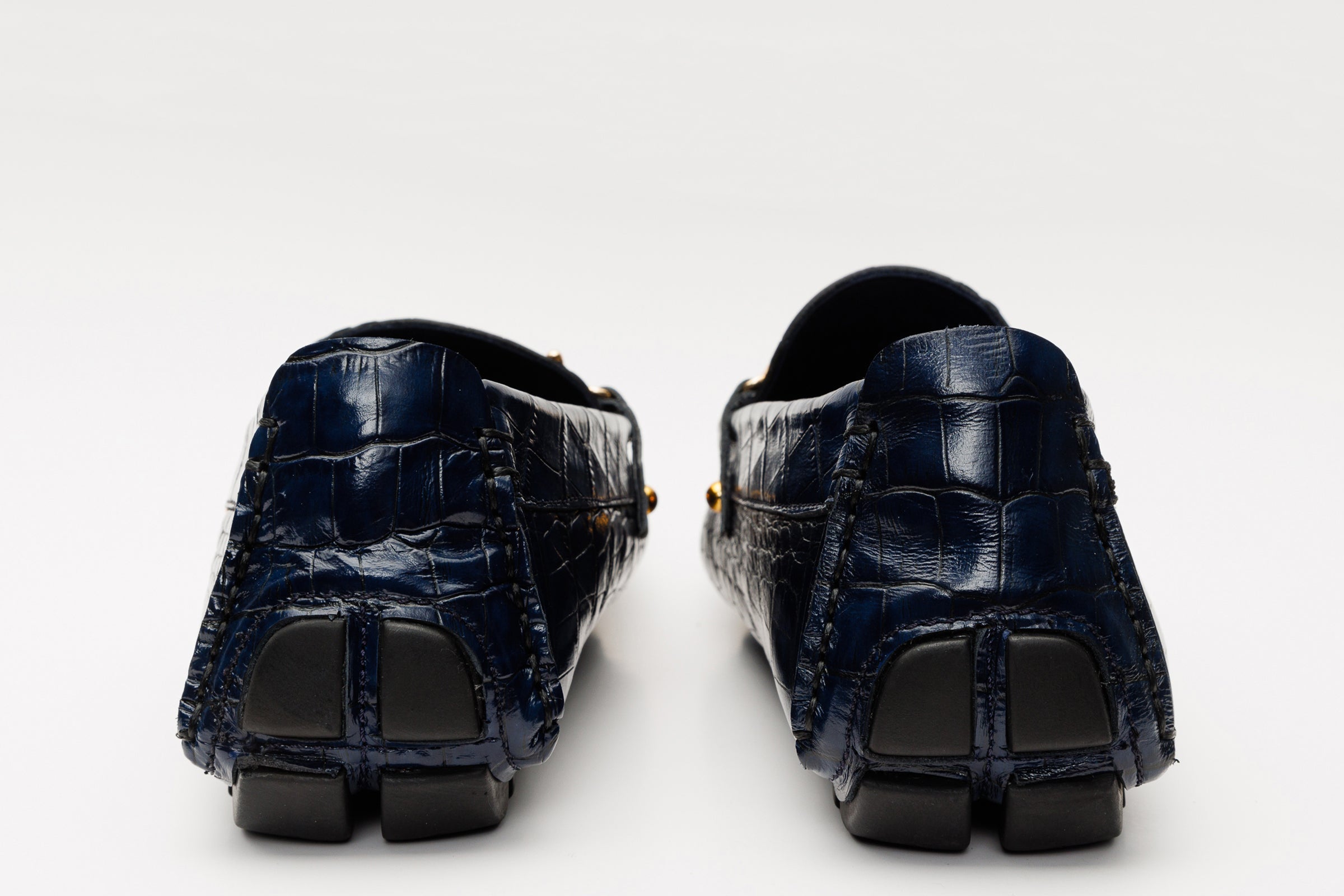 The Pisa Navy Blue Leather Bit Drive Loafer Shoe