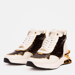 Bellagio White Gold Leather High-Top Sneaker
