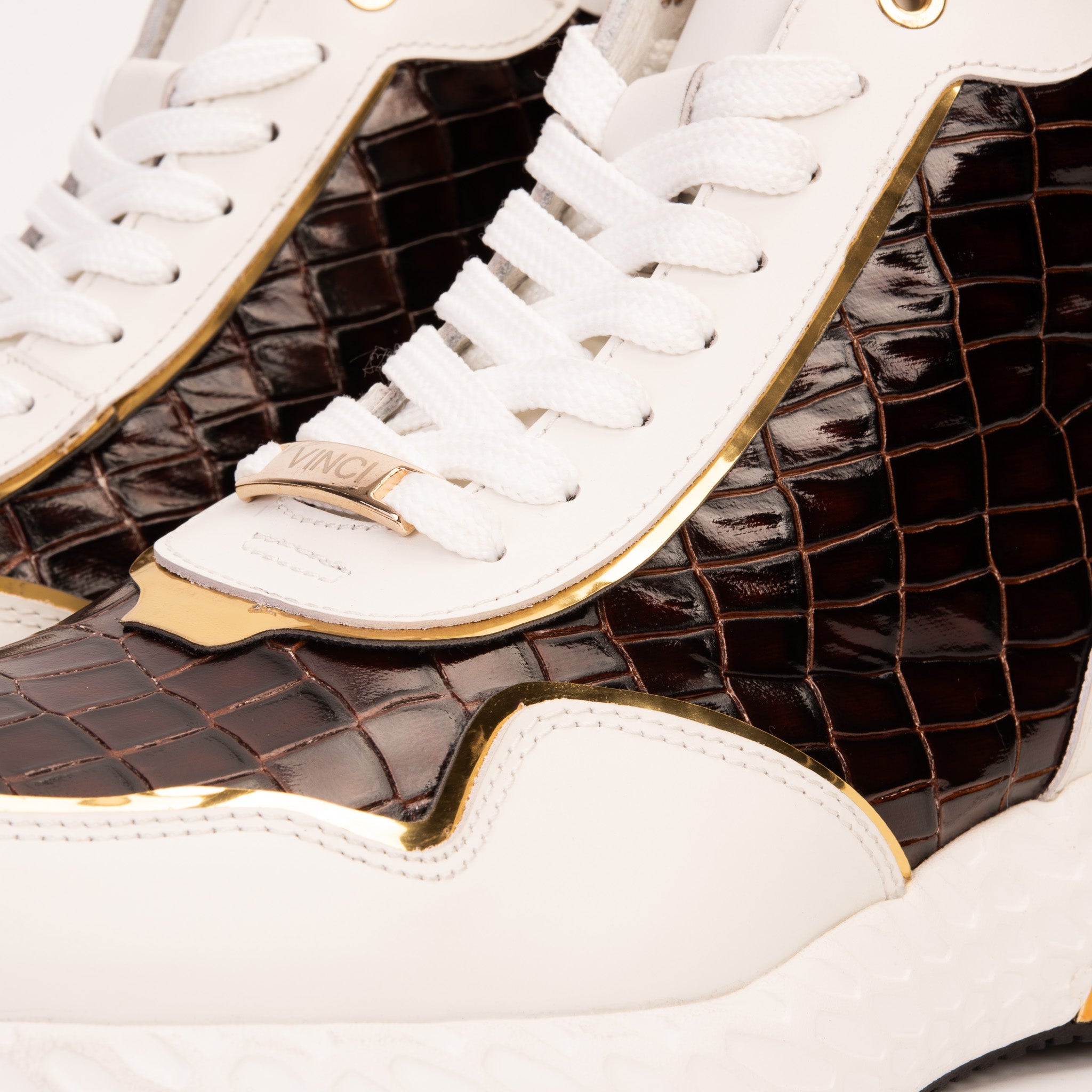 Bellagio White Gold Leather High-Top Sneaker