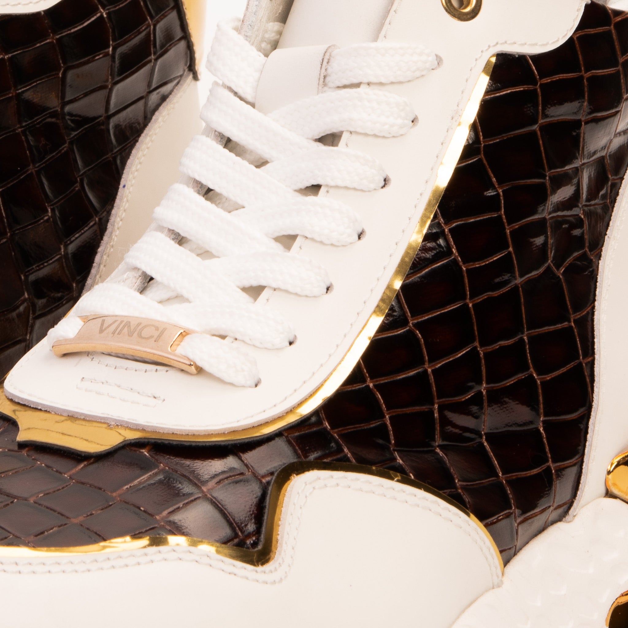 Bellagio White Gold Leather High-Top Sneaker