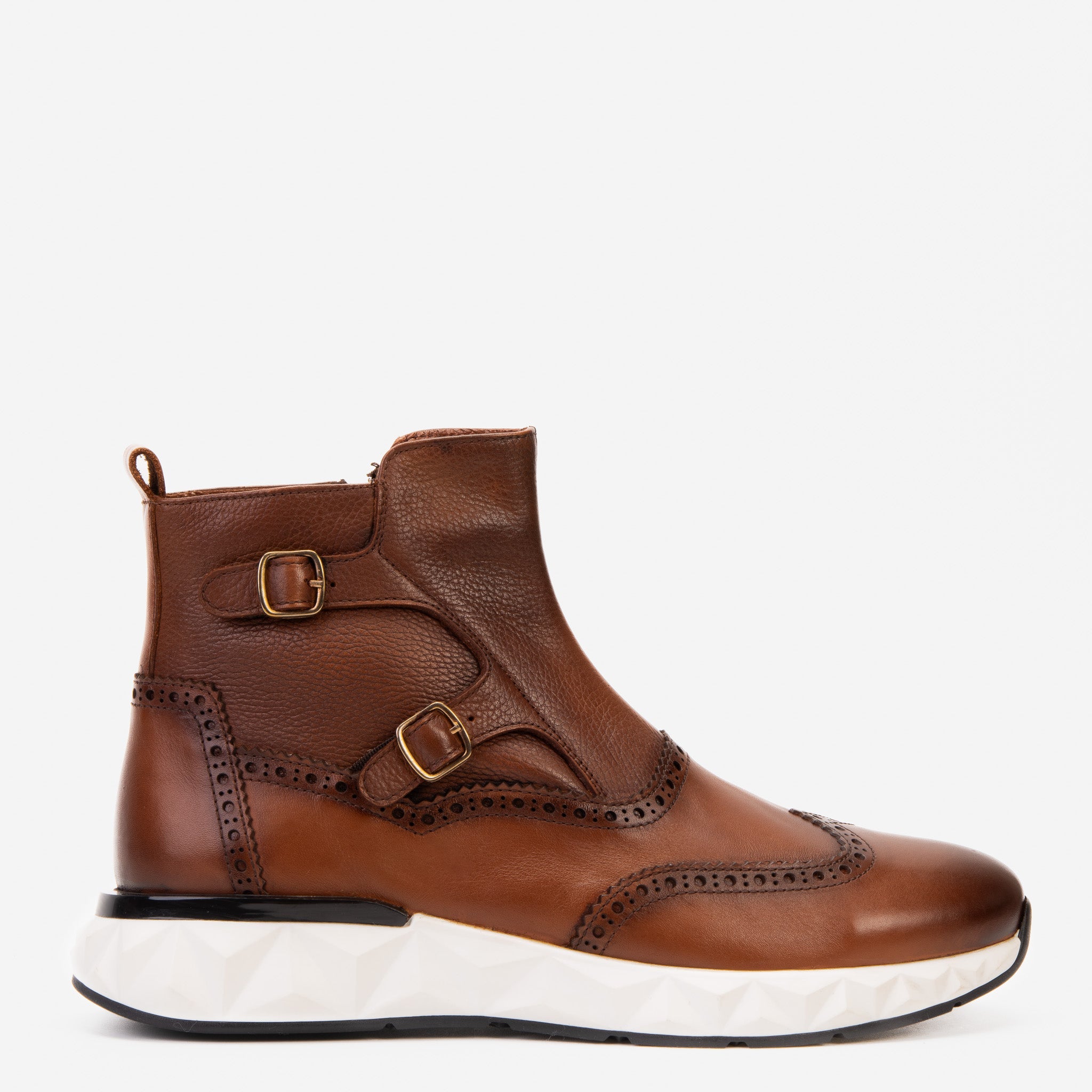 The Stealth Wingtip Buckle Tan Leather Boot