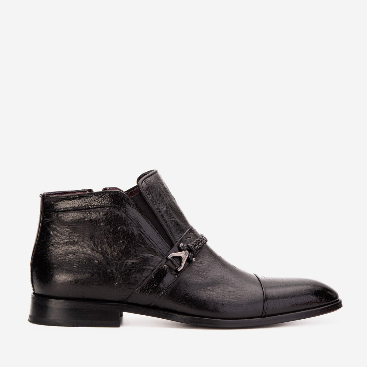 The Dallas Black Leather Bit Ankle Zip-Up Dress Boot