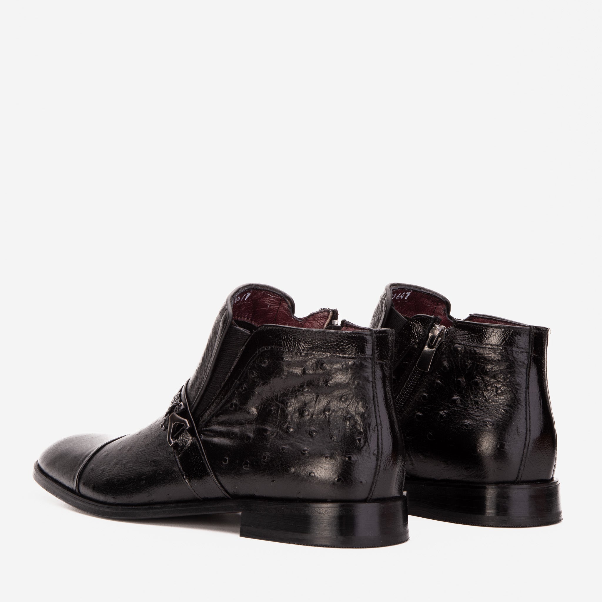 The Dallas Black Leather Bit Ankle Zip-Up Dress Boot