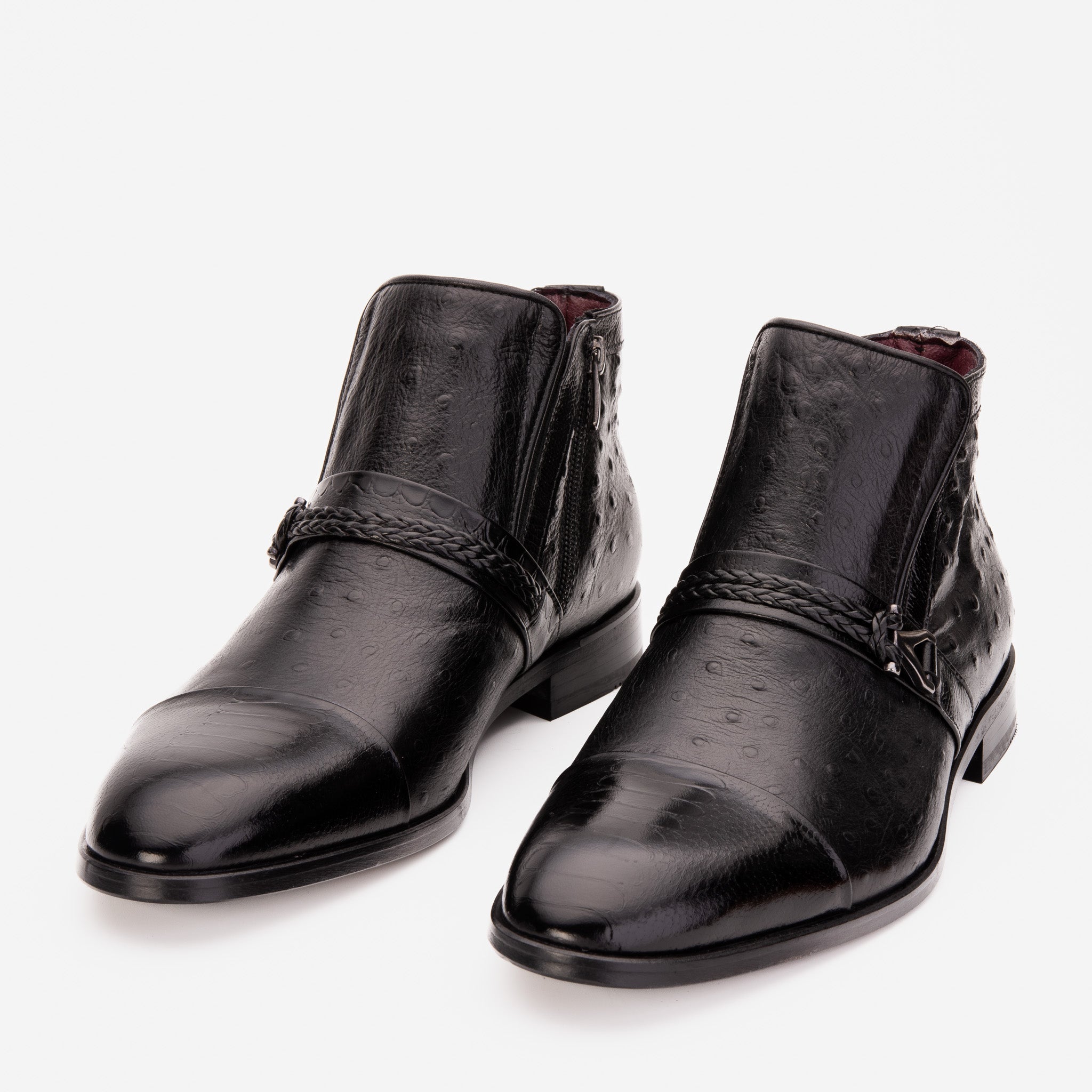 The Dallas Black Leather Bit Ankle Zip-Up Dress Boot