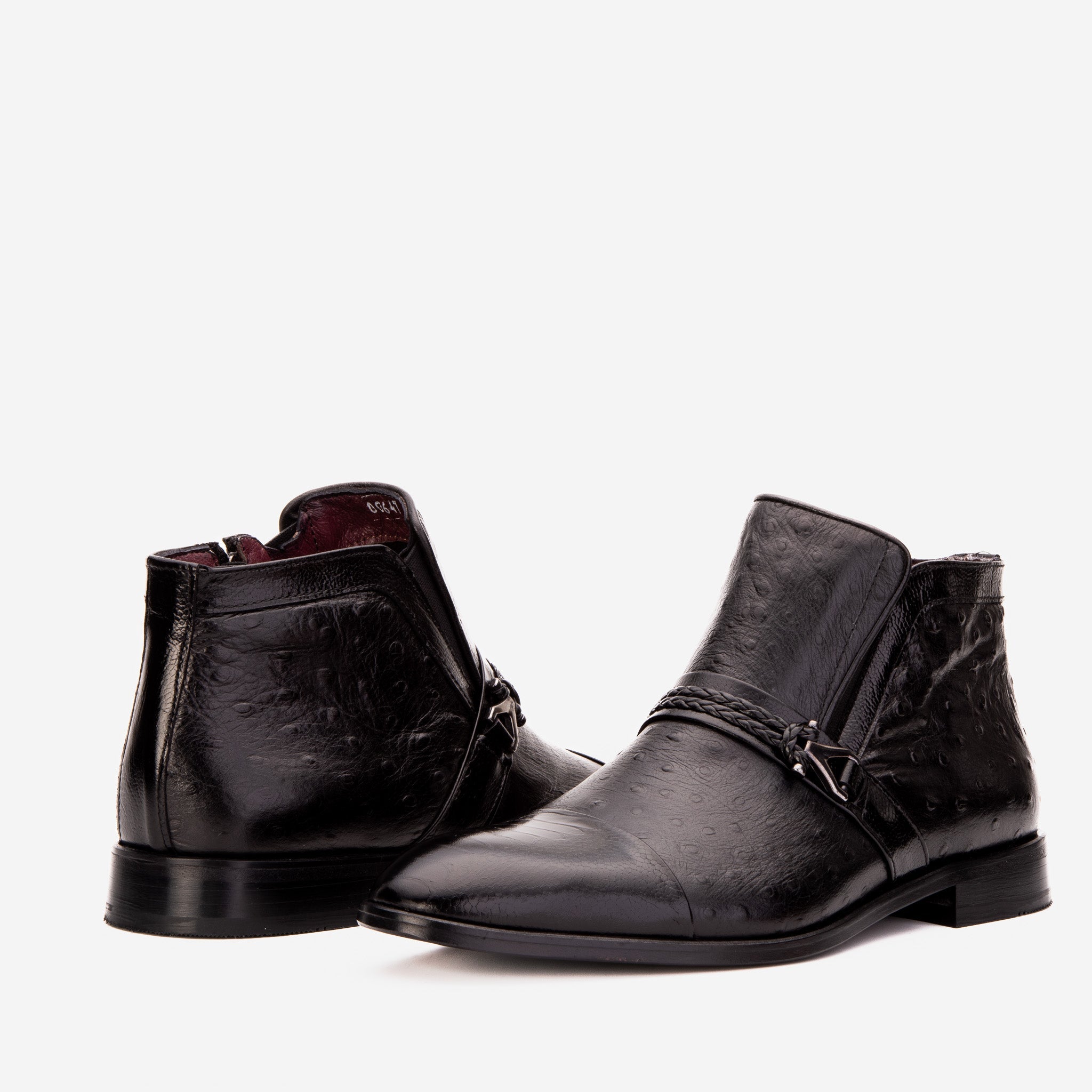 The Dallas Black Leather Bit Ankle Zip-Up Dress Boot