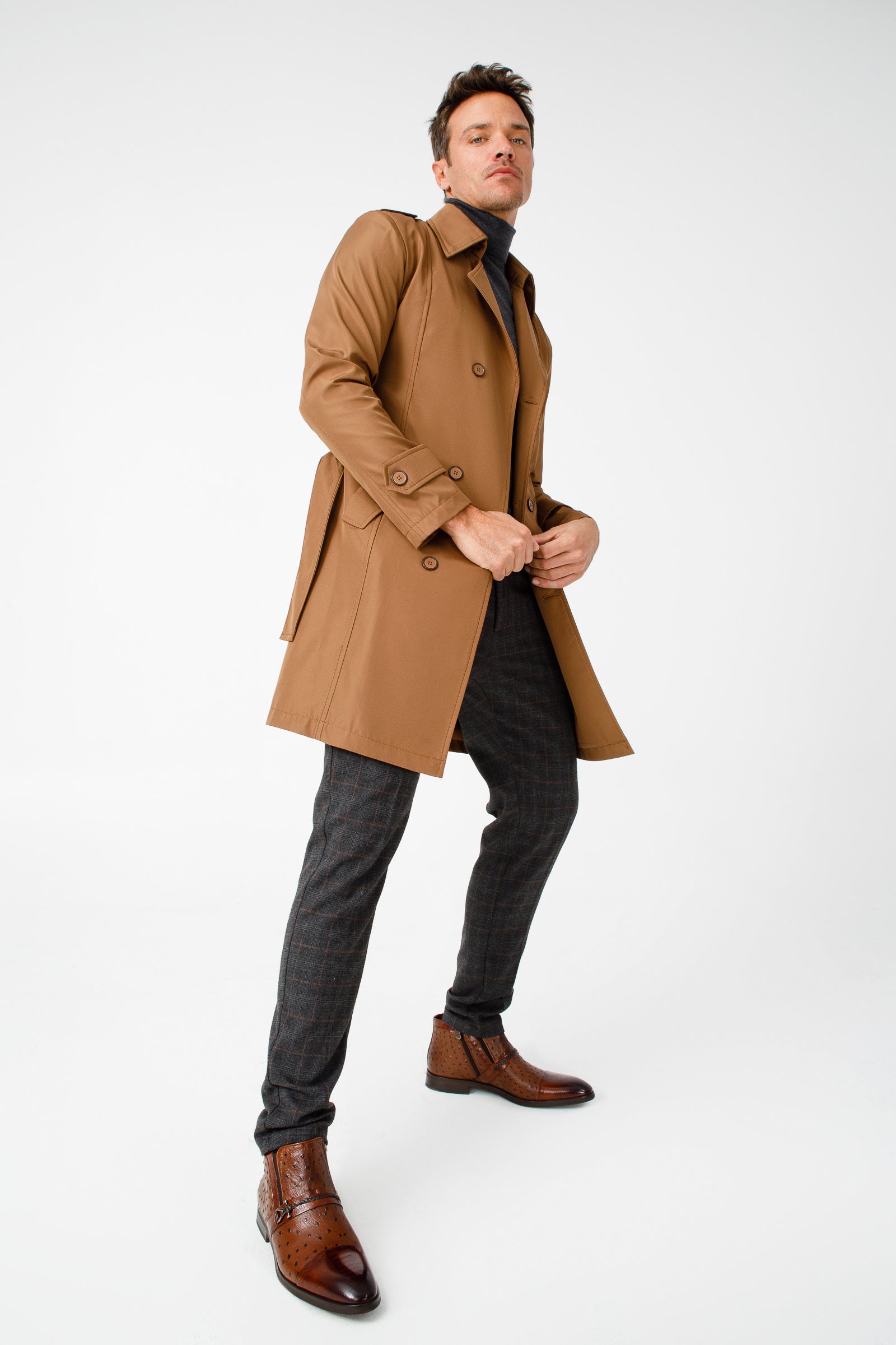 The Dallas Tan Leather Bit Ankle Zip-Up Dress Boot