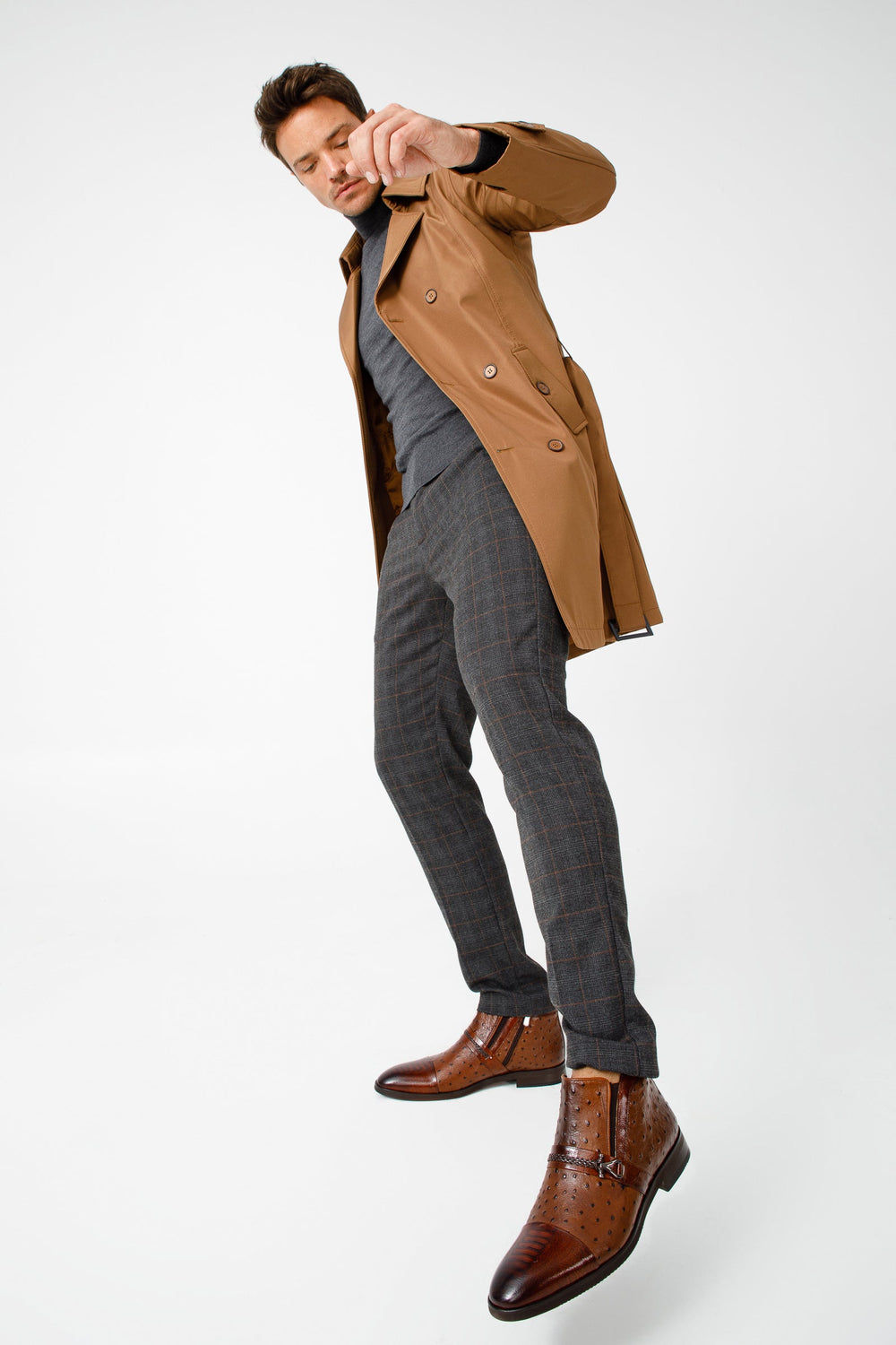 The Dallas Tan Leather Bit Ankle Zip-Up Dress Boot