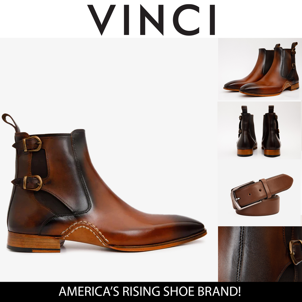 The Royal Hand Craft Tan Leather Double-Buckle Chelsea Boot