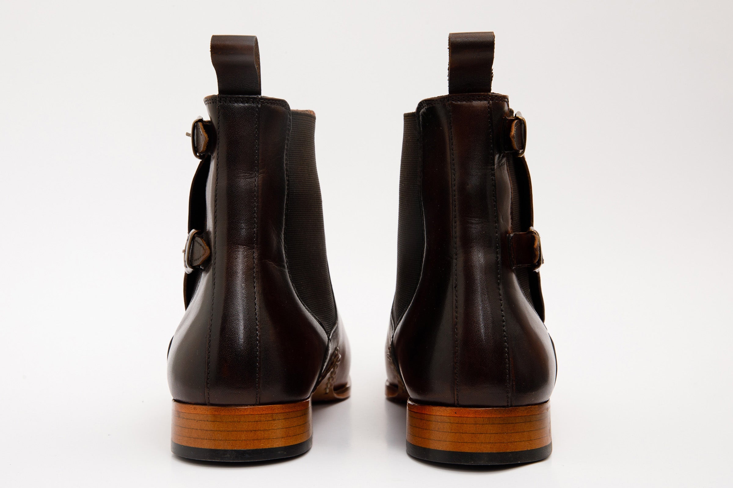 The Royal Hand Craft Tan Leather Double-Buckle Chelsea Boot