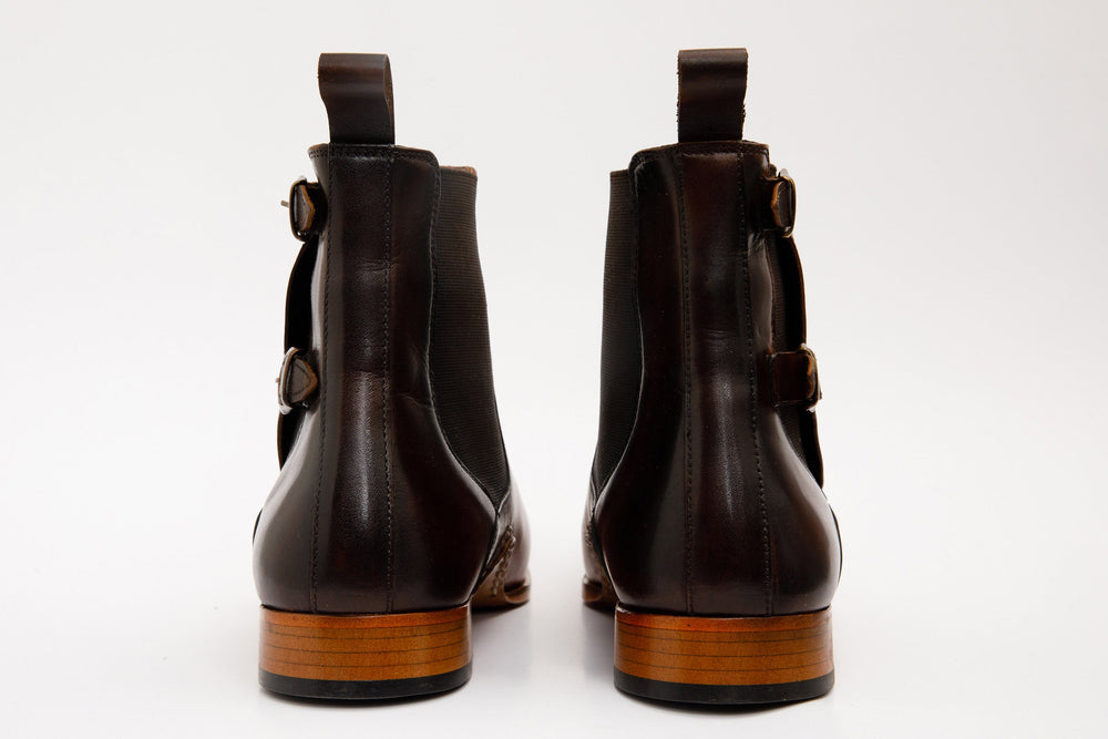 The Royal Hand Craft Tan Leather Double-Buckle Chelsea Boot