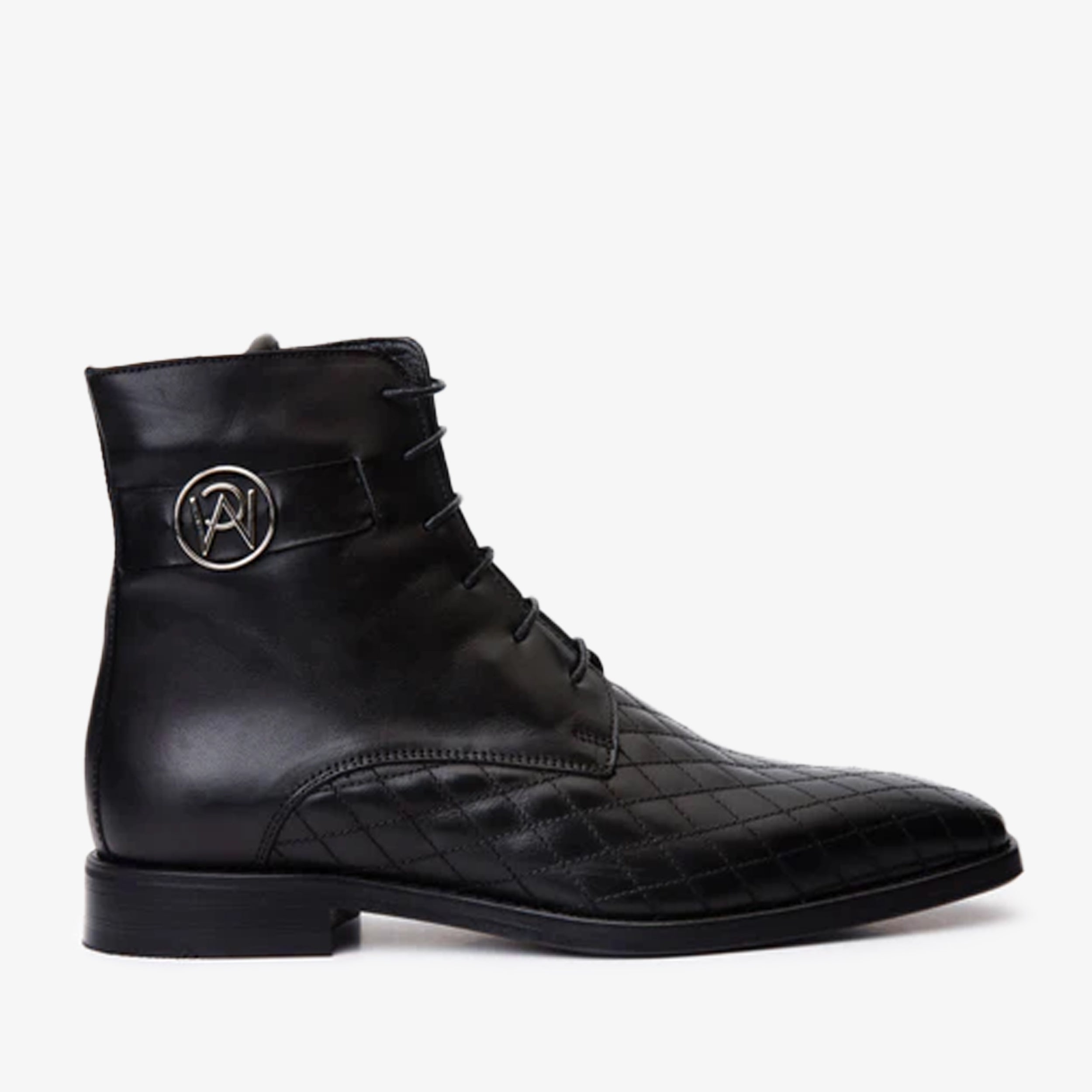 The Zeus Black Leather Lace-Up Boot with a Zipper