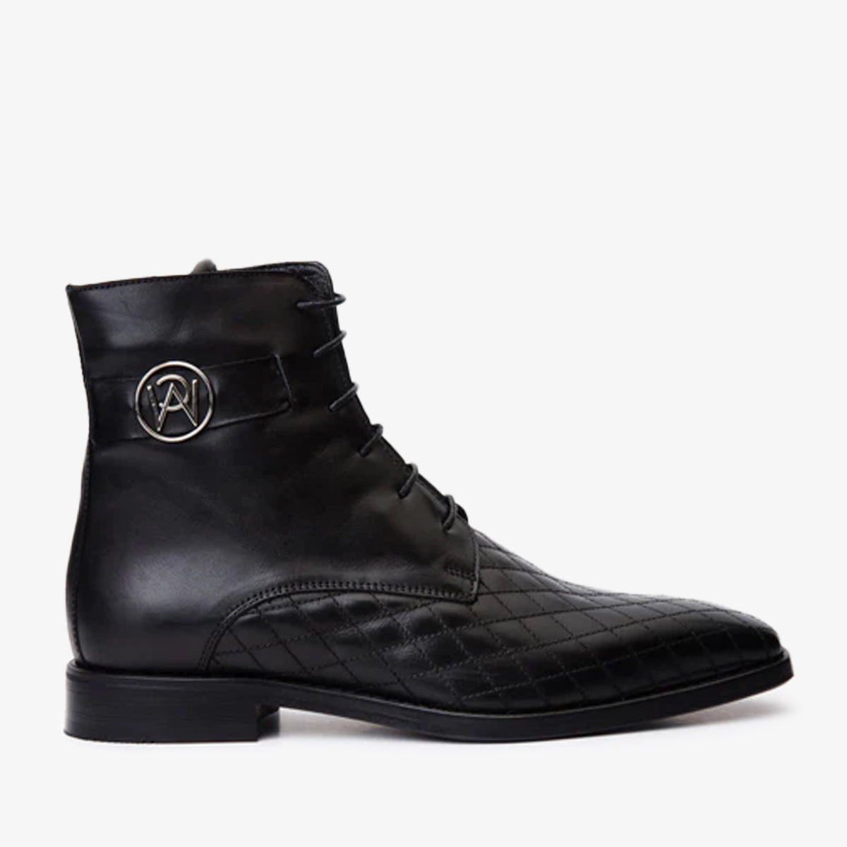 The Zeus Black Leather Lace-Up Boot with a Zipper