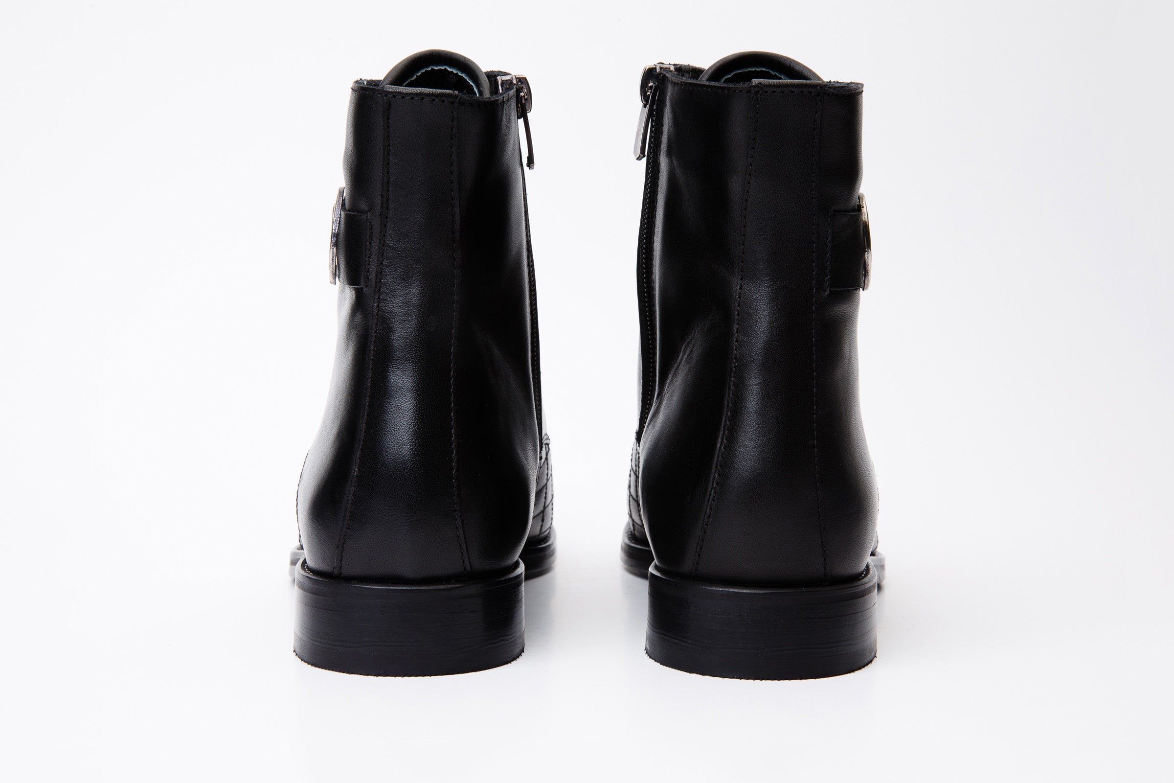 The Zeus Black Leather Lace-Up Boot with a Zipper