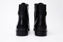 The Zeus Black Leather Lace-Up Boot with a Zipper