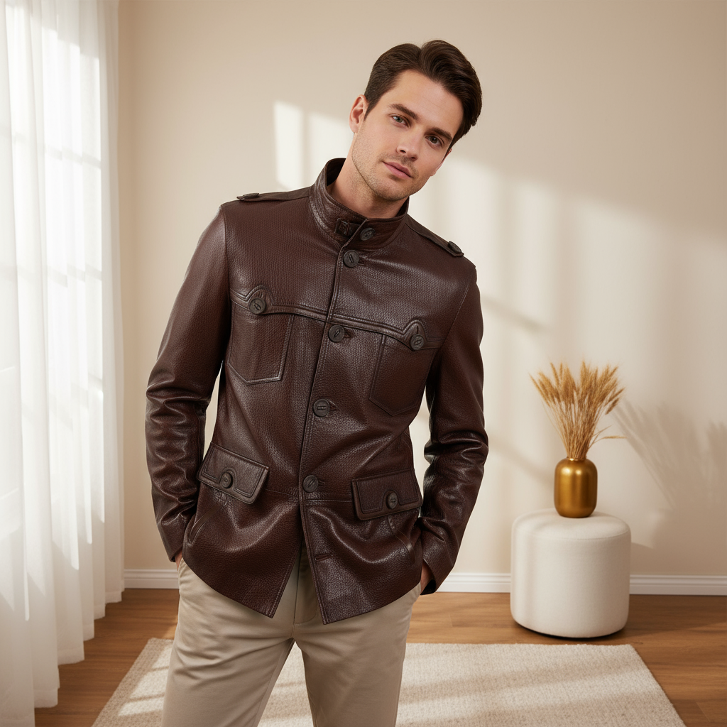 The Montclair Brown Leather Jacket