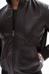 The Ardent Dark Brown Lambskin Leather Jacket