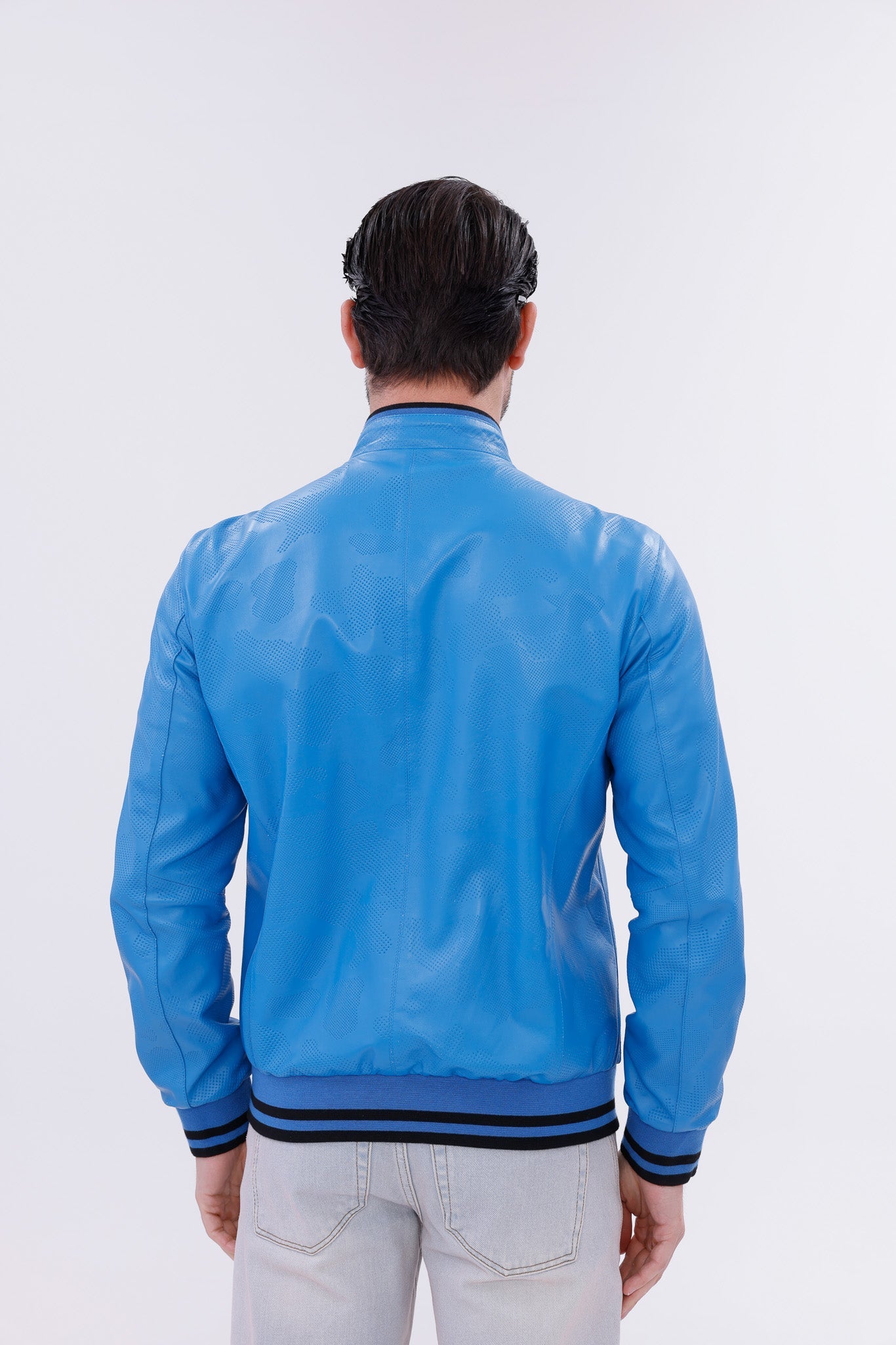 Monza Blue Lambskin Leather Jacket