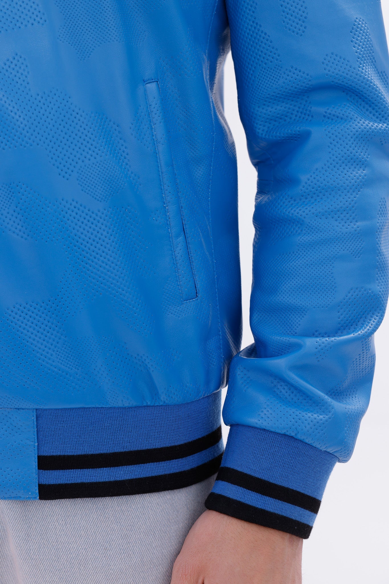 Monza Blue Lambskin Leather Jacket