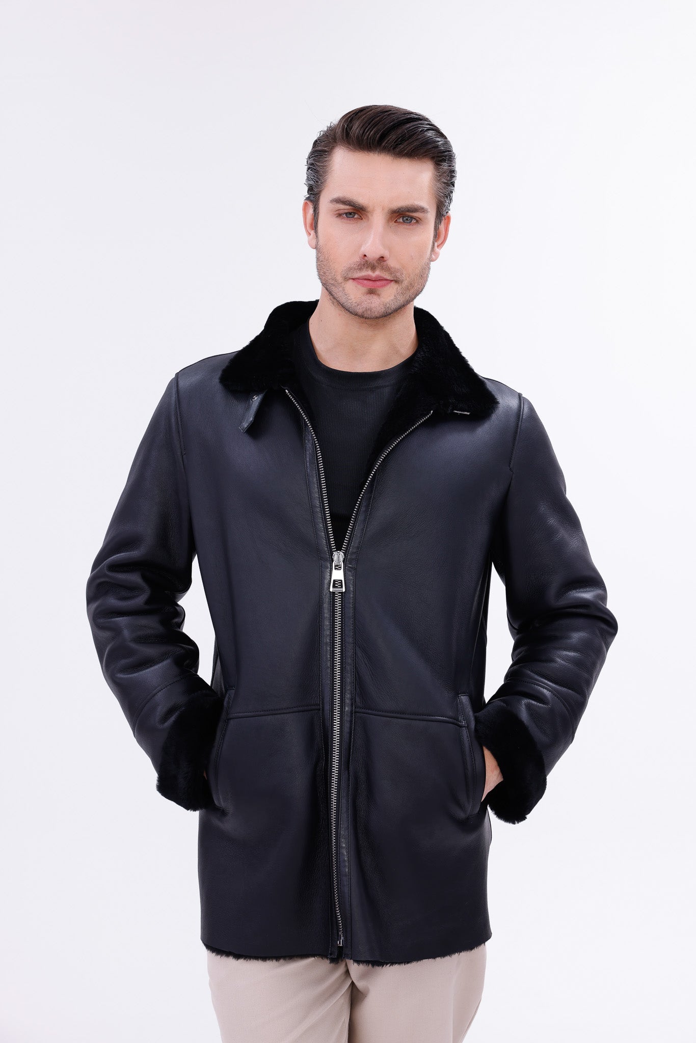 The Treviso Black Shearling Jacket