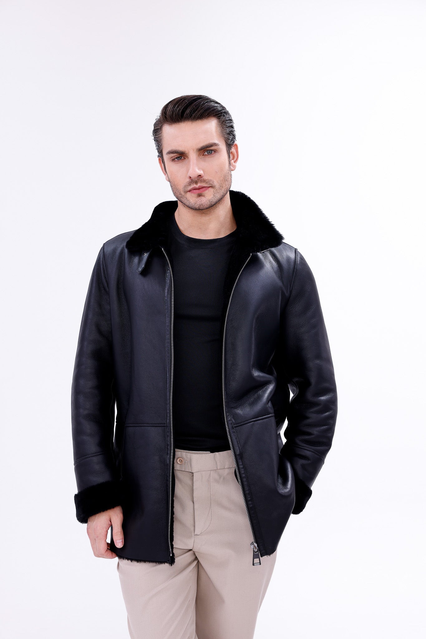 The Treviso Black Shearling Jacket