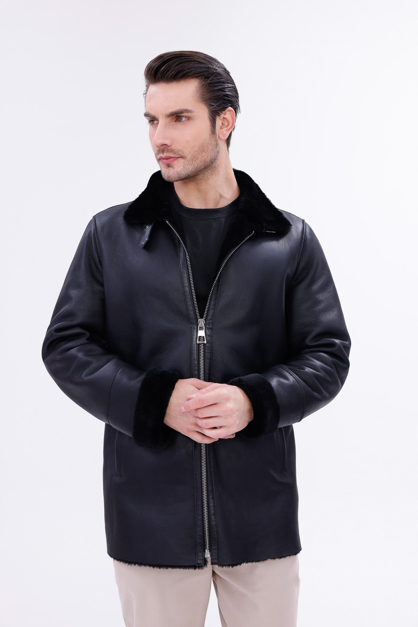 The Treviso Black Shearling Jacket