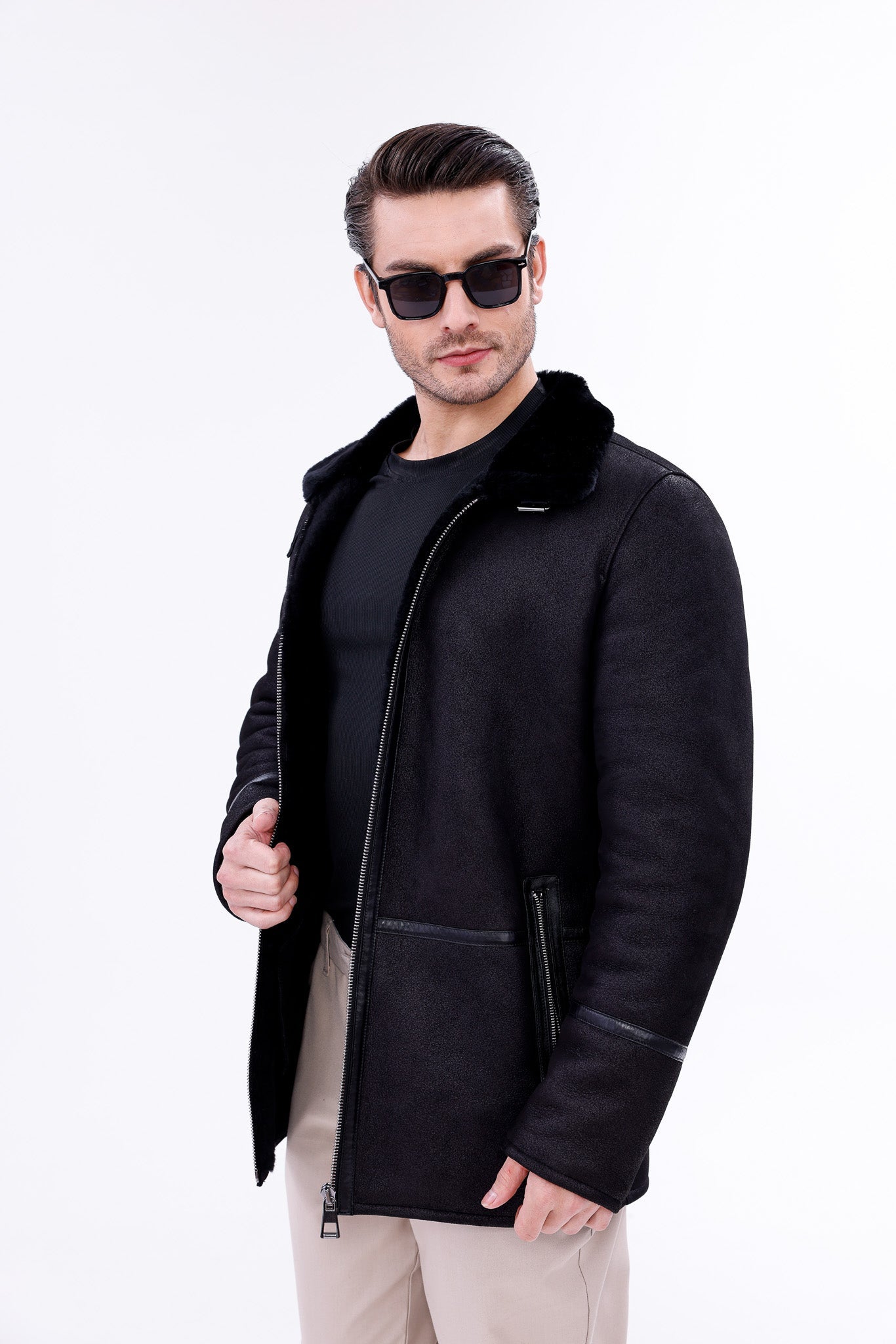 The Varese Black Shearling Jacket