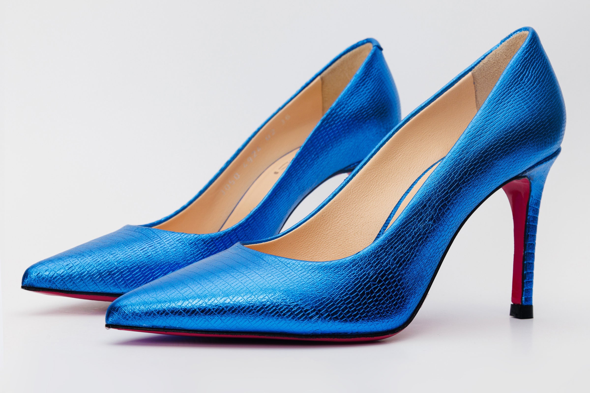 The Maple Sax Blue Leather Pump Fuchsia Sole Shoe